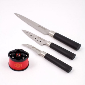 Ножеточка и набор из 3-х ножей ― Телемагазин Топ Шоп Омск