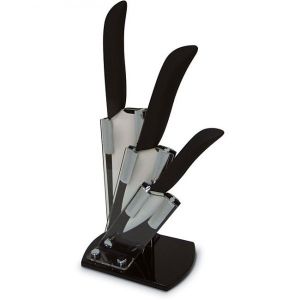 Керамические ножи с подставкой в наборе из 3 штук ― Телемагазин Топ Шоп Омск