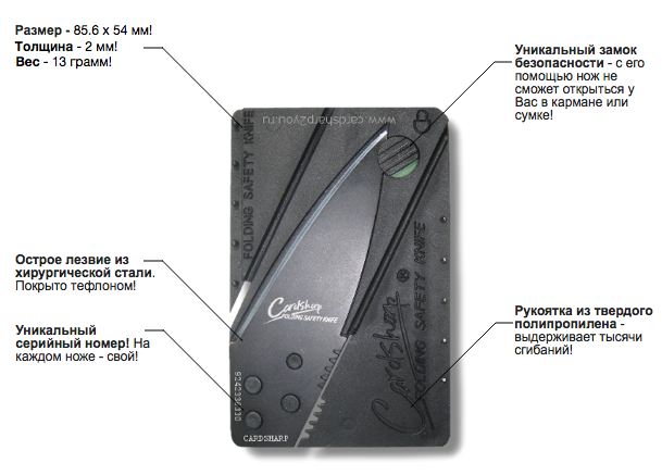  Нож-кредитка Cardsharp 2 - технические параметры