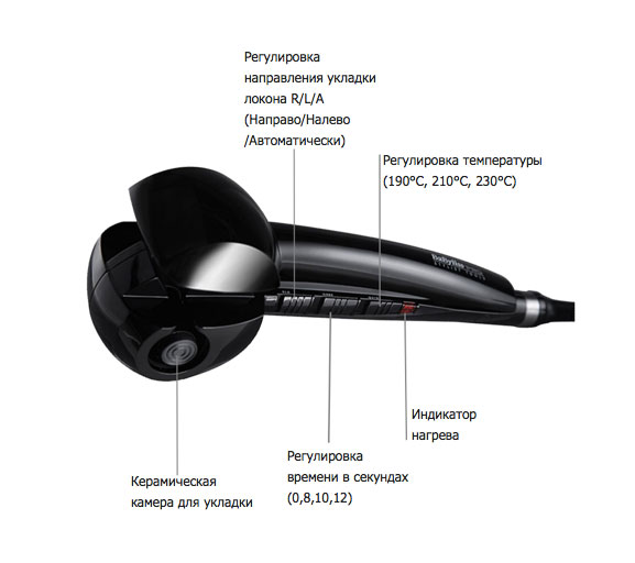 Технические характеристики на щипцы для завивки волос BAB2665U